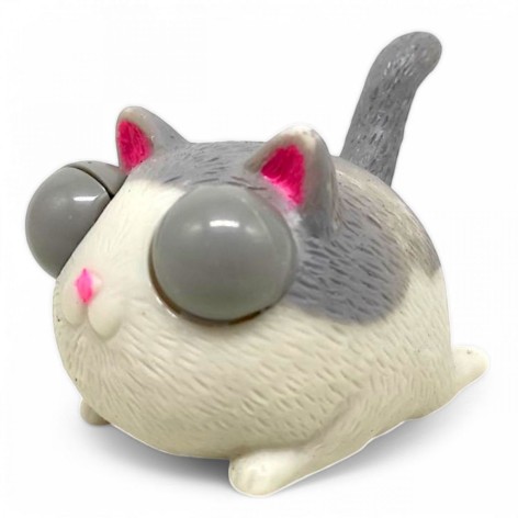 Іграшка-антистрес, витрішкуватка "Котик" 7 см (сірий)