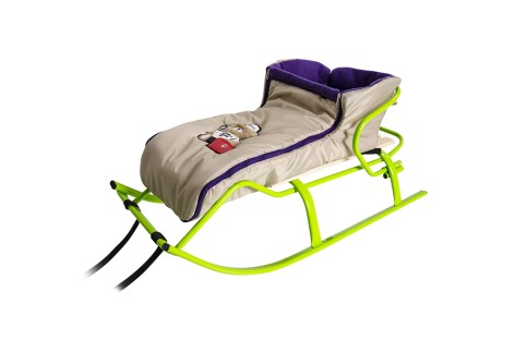 Чохол на санки Vitan "Конверт з муфтою" бежевий/фіолетовий фліс