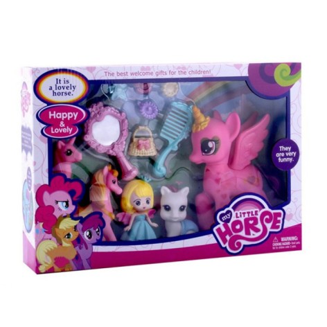 Конячка LP, 4шт (21см, 13см, 10см, 7см), лялька 10,5см, заколки, гребінець, сумка, дзеркало, звук-музика, світло,бат(табл), в кор-ці, 39-27-8,5см 