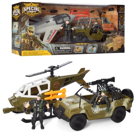 Набір рятувальників военн.джип, 2в (вертоліт/літак), 2фігур 9,5см, кор, 45,5-20,5-12см