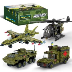 Конструктор iBlock Армия, 205-227дет., 4вида, р-р уп-ки 24*4,5*16см /6/48/8шт в коробке 49,2*19,5*16,5см
