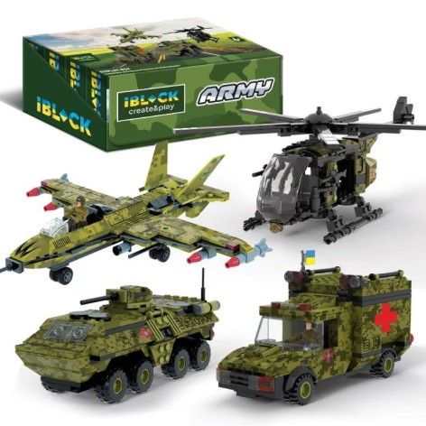 Конструктор iBlock Армия, 205-227дет., 4вида, р-р уп-ки 24*4,5*16см /6/48/8шт в коробке 49,2*19,5*16,5см