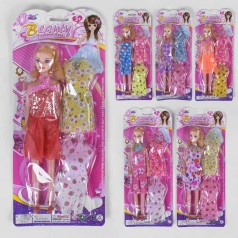 Кукла 6 видов, платья, на листе