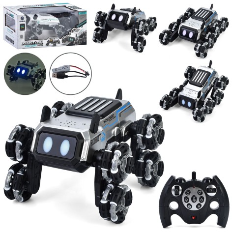 Р/К тварина собака, 2,4G, 25см, акум, музика,звук, світло, колеса-ролики, USBзарядне, 2 кольори, в кор-ці, 33-15,5-18см 