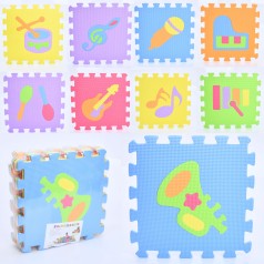 Килимок Мозаїка EVA, музичні інструменти, 9дет, (9мм, 30-30см), пазли, в п/е 30-30-8см 