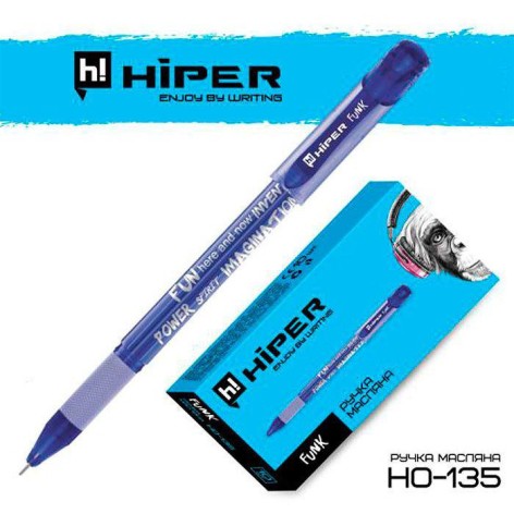 Ручка масляная Hiper Funk HO-135 0,7мм синяя 10 шт. в уп.
