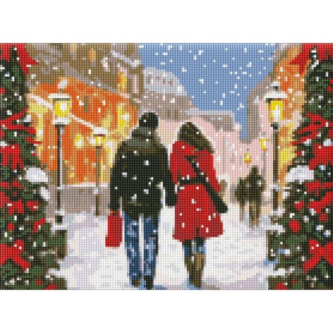 Набір з алмазною мозаїкою "Різдвяна атмосфера" з АВ стразами 30х40см