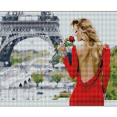 Набор для творчества алмазная картина Девушка в Париже Strateg размером 30х40 см (KB079)