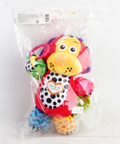 УЦЕНКА 30% Подвеска мягкая на коляску, 34см, брязкальце, прорезыватель, 5 видов(животные), в п/э, 13-20-8см 