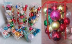 Новорічні прикраси 28 штук, у слюді, мікс видів 