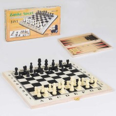 Шахматы деревянные 3в1, в коробке.