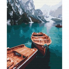 Картина по номерам: Лодки на альпийском озере