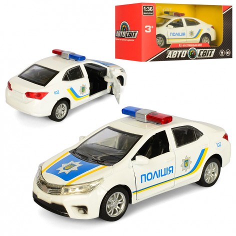 Машинка игрушечная АвтоМир 1:36, металлическая, инерционная, полиция, 12,5 см, в коробке, 14,5-7,5-6,5 см