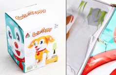 УЦЕНКА 40% Музична іграшка собака 17см, муз, звук, світло, ходить, 2кол, на бат-ці, в кор-ці, 13-16-13см /36/