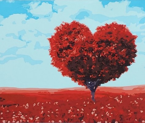Набір для розпису по номерах Дерево-серце Strateg розміром 40х50 см (GS065)