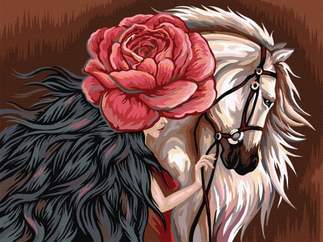 Картина по номерам "Белая лошадь"