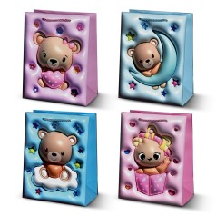 Пакет подарунковий паперовий L "Teddy 3D" 31*41*12см R96977-L /360/ 4 шт. в уп.