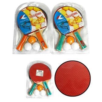 Теннис настольный 7-ми слойный W02-4530 ракетки (1,1 см) + 3 мяча пластиковых.