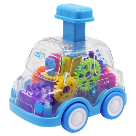 Машина Press-to-go прозрачная с шестернями, голубой