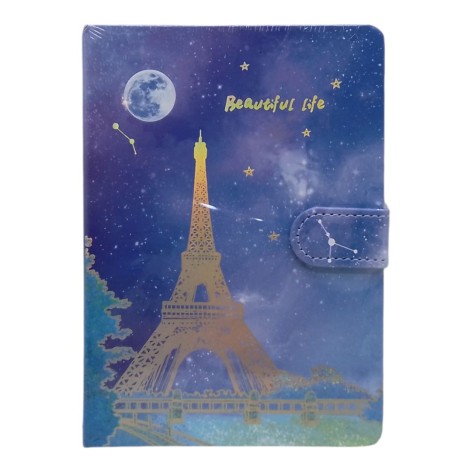 Блокнот в линейку "Эйфелевая башня", твердая переплет, магнитная застежка