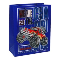 Пакет подарочный Машинки 32 х 12 х 26 см синий