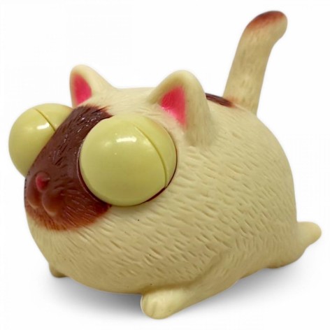 Іграшка-антистрес, витрішкуватка "Котик" 7 см (бежевий)