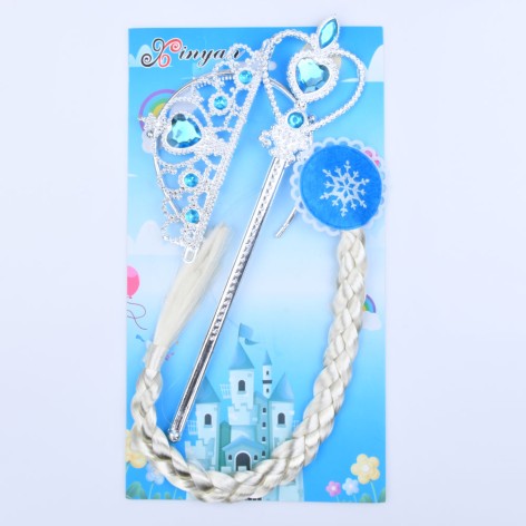 Набор карнавальных аксессуаров, корона, волшебная палочка 32см, канекалон 48см, на листе, 18-33-2см 