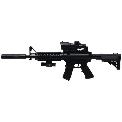 Автомат батар., лазер, шарики, пакет