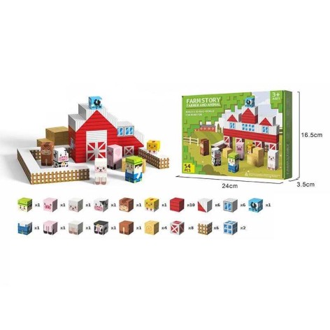 Магнітний конструктор 54 деталі, ребро кубика: 2,5 см, мішечок, в кор. 