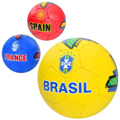 Мяч футбольный размер5,ПУ1,4мм,ручная работа, 32панели, 400-420г, 3вида(страны), в пак. 