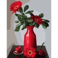 Розпис за номерами Червоні гербери