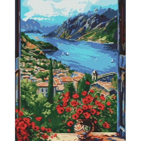 Алмазна мозаїка "Пристань у горах" 40х50 см