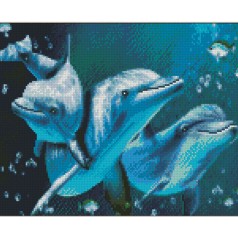 Набор для творчества алмазная картина Дружественные дельфины Strateg размером 30х40 см (KB035)