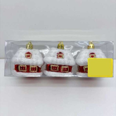 Новорічні ялинкові прикраси будинок Санти 3 шт. 6 см (200)