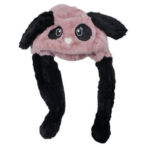 Шапка с двигающимися ушами Панда пепел розы