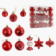 Новорічні прикраси на ялинку 36 штук кульки цукерки бурульки зірочки глітер (40)