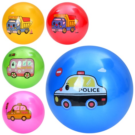М'яч дитячий 9 дюймів, 57-60г, принт-транспорт, мікс видів/5кольорів /240/