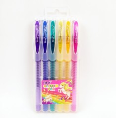 Набір ручок гелевих з блиском та запахом 6 кольорів у пластиковому футлярі, First, 1мм