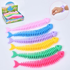 Фигурка скелет рыбы, 24см, антистресс, тянется, (6 цветов) /12/480/40шт в корр. 27-6-20см