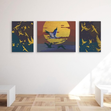 Набор картин по номерам с краской металлик Riviera Blanca Крылатые (ITR-065) 3 шт в наборе