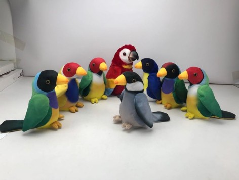 Мягкая игрушка-повторюшка попугай, повторяет голос, шевелит клевом