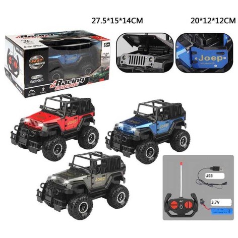 Радіокерований  джип 3 кольори, акум. 3,7 V, масштаб 1:18, підсвічування, металопластик, в кор., мікс видів 