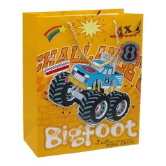 Пакет подарочный Машинки 32 х 12 х 26 см желтый