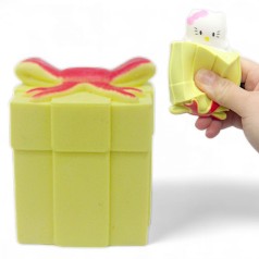 Игрушка-антистресс "Hello Kitty в подарке" (желтый)