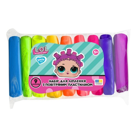 Набір для ліплення з повітряним пластиліном L.O.L. Surprise! TM 9 кольорів неон ТМ Lovin 