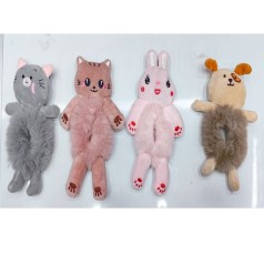 Аксесуар для волосся гумка, тварина 17см, плюш/штучний мех, 4 види, /25/300/12шт в п/е