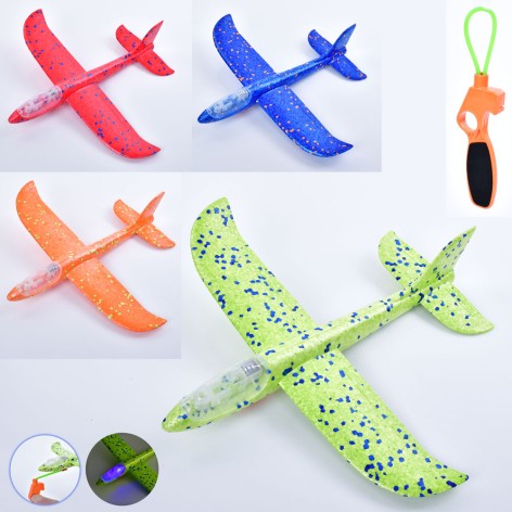 Самолет 32см, на запуске, свет, пенопласт, 4 цвета, бат(табл), в п/э, 10-34-4см 