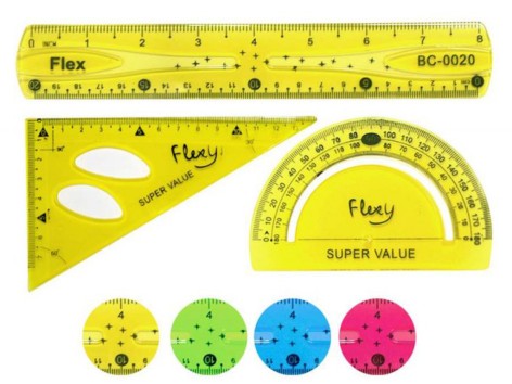 Набір лінійок неламайок 3 предмети: лінійка 20см, кутник, транспортир