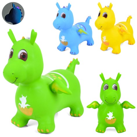 Стрибуны-животные дракон, ПВХ, 1300г, музыка, свет, 3 цвета, на бат(табл), в п/е, 27-20-15см /12/