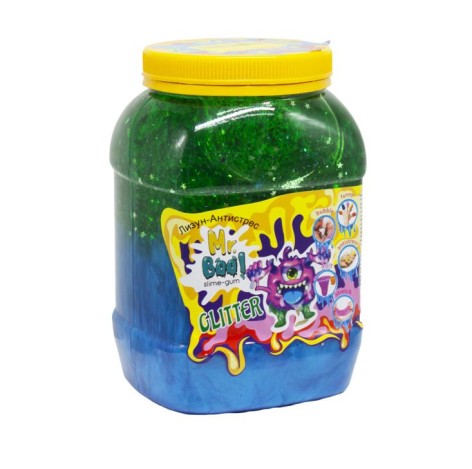 Лизун-антистресс Mr. Boo с глиттером 1000г сине-зелёный